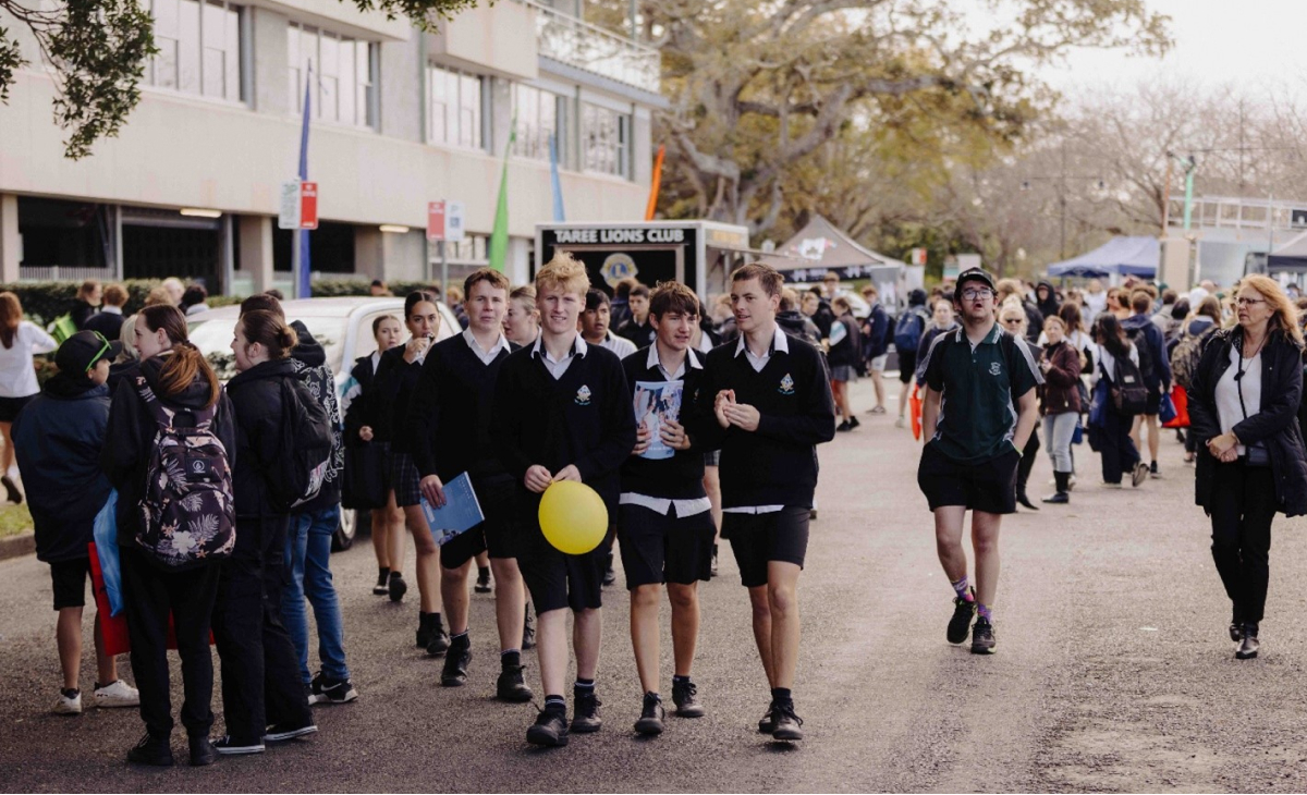 Group of students at career event